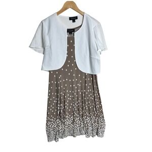 NWT Perceptions 2-Piece Cropped Cardigan Polka Dot Shift Dress size XL Petite